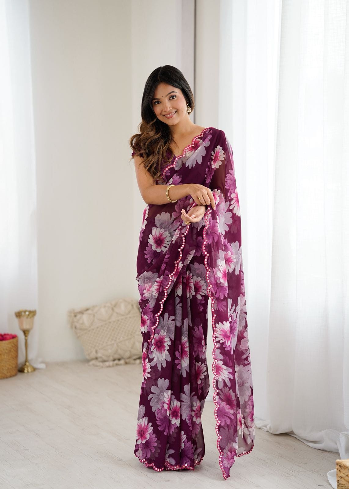 Elegant Sequin Work Designer Saree